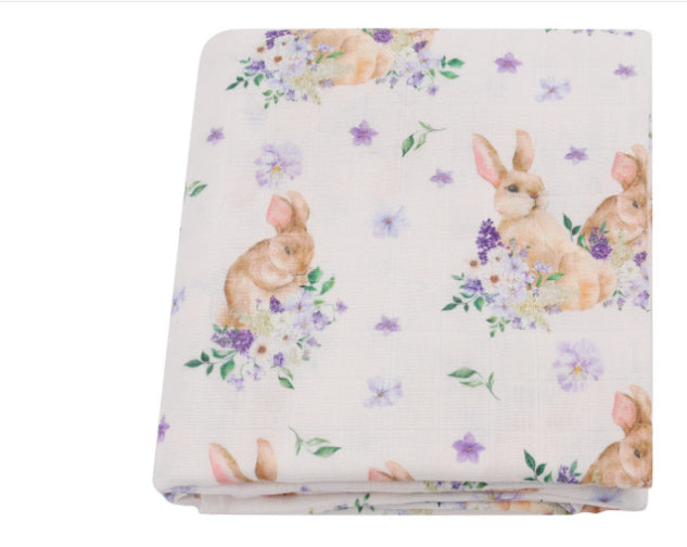 KTX-649235 Bamboo Cotton Gauze Baby Swaddling Blanket - Soft Colors and Fun Animal Patterns for All Seasons