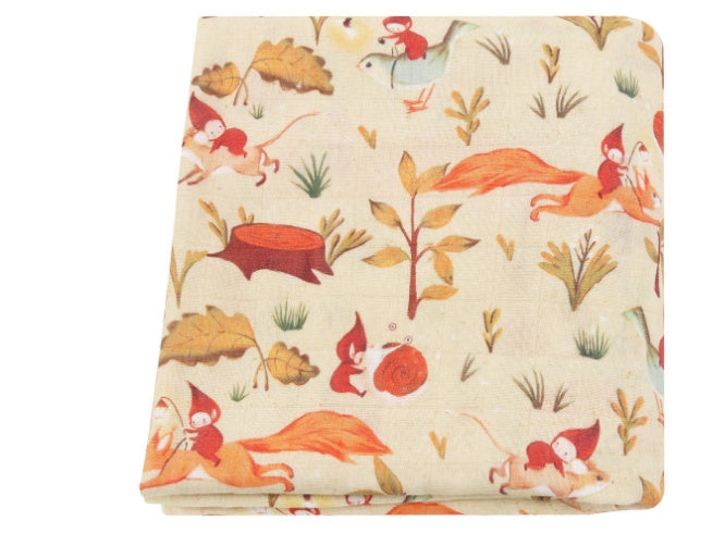 KTX-649235 Bamboo Cotton Gauze Baby Swaddling Blanket - Soft Colors and Fun Animal Patterns for All Seasons