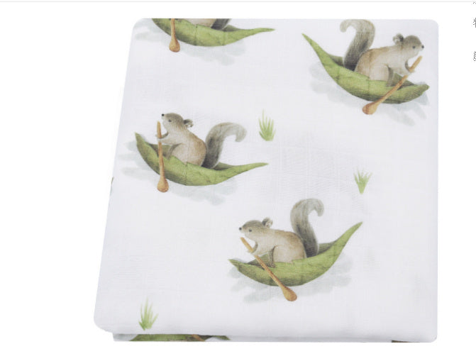 KTX-649235 Bamboo Cotton Gauze Baby Swaddling Blanket - Soft Colors and Fun Animal Patterns for All Seasons