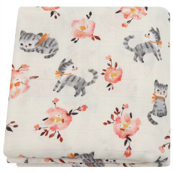 KTX-649235 Bamboo Cotton Gauze Baby Swaddling Blanket - Soft Colors and Fun Animal Patterns for All Seasons