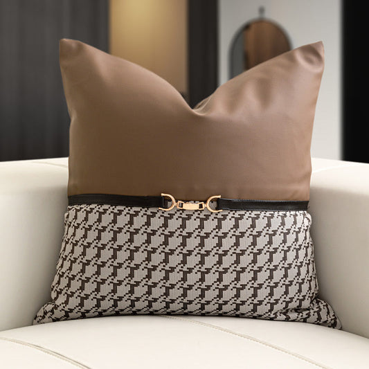 KTX-649363 Brown and Orange Light Luxury Pillow Case Set - Various Sizes and Styles for Modern Living Rooms
