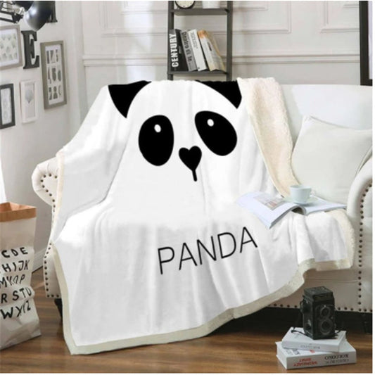 KTX-649363 Cozy Coral Fleece Panda Series Flannel Blanket