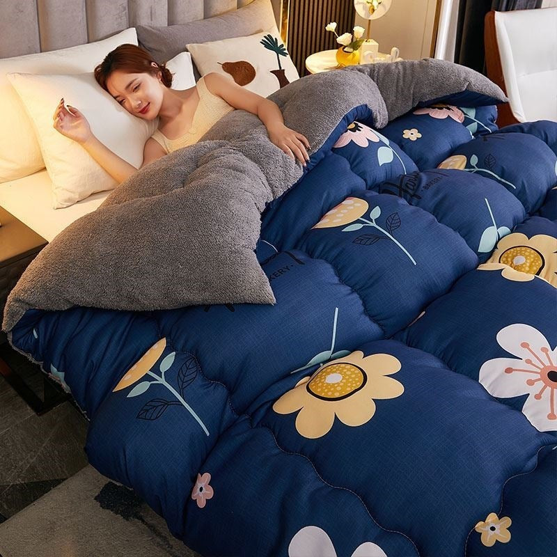 KTX-649555 Cozy Coral Wool Winter Quilt - Milk Down Polyester Fill with Velvet Options