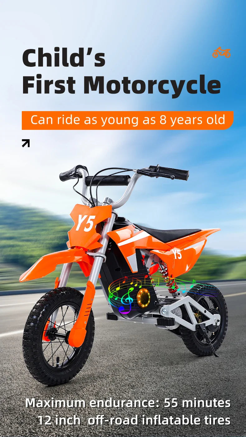KTX-650131 Electric Mini Motorcycle for Kids - 250W Off-Road E-Motorcycle with 40km/h Max Speed, 24V Battery, 80kg Load Capacity