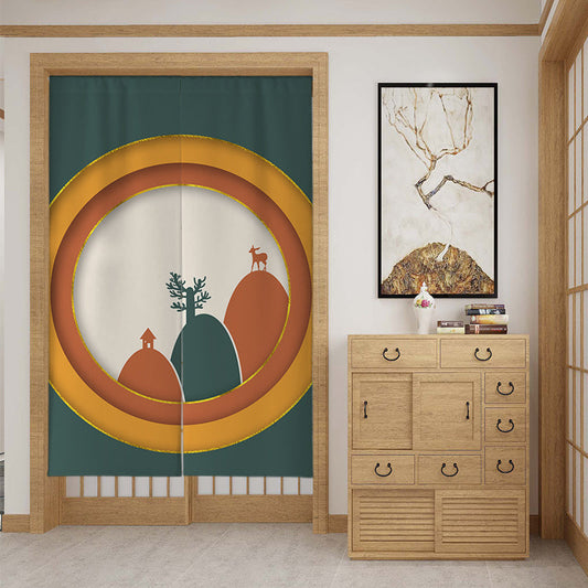 KTX-650259 Customizable Fabric Door Curtain with Telescopic Rod & Magnet - Multiple Sizes and Styles Available