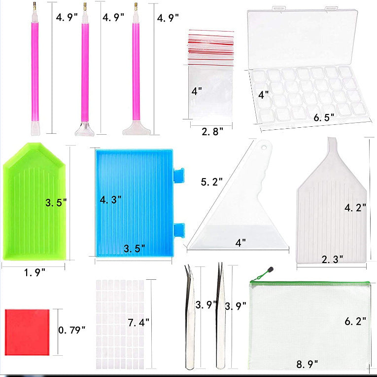 KTX-650387 5D Diamond Painting Tool Kit for Adults and Children - 96 Pieces with Storage Box and Accessories