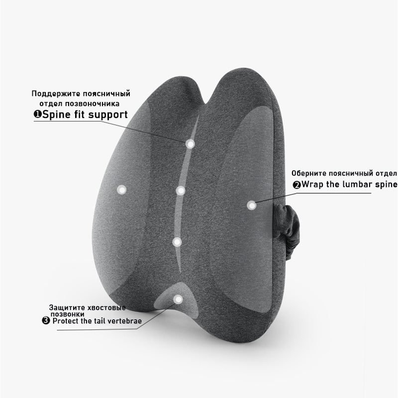 KTX-650387 Memory Foam Lumbar Support Cushion - Modern Design for Office and Home Use in Dark Gray, Light Gray, and Pink