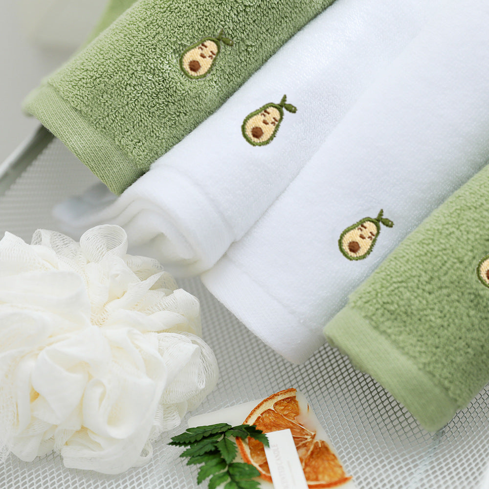 KTX-651283 Full Embroidery Pure Cotton Bath Towel in Avocado Color Options