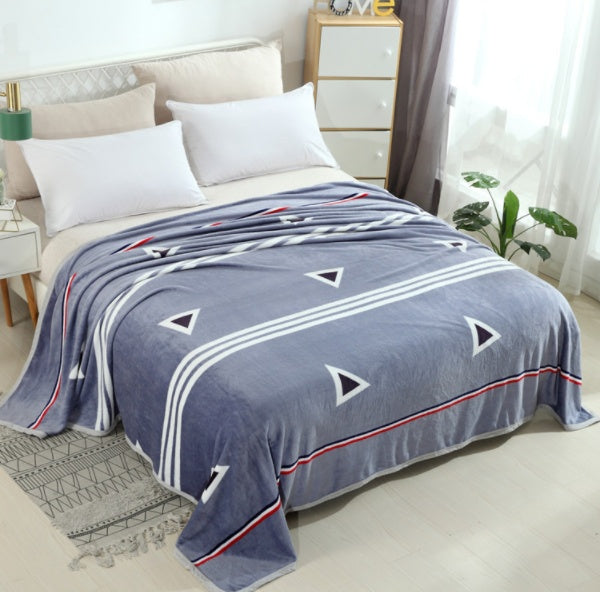 KTX-652691 Cloud Mink Down Flannel Coral Fleece Blanket - Soft, Warm, Dual-Purpose, Multiple Designs Available