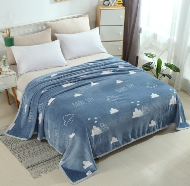 KTX-652691 Cloud Mink Down Flannel Coral Fleece Blanket - Soft, Warm, Dual-Purpose, Multiple Designs Available