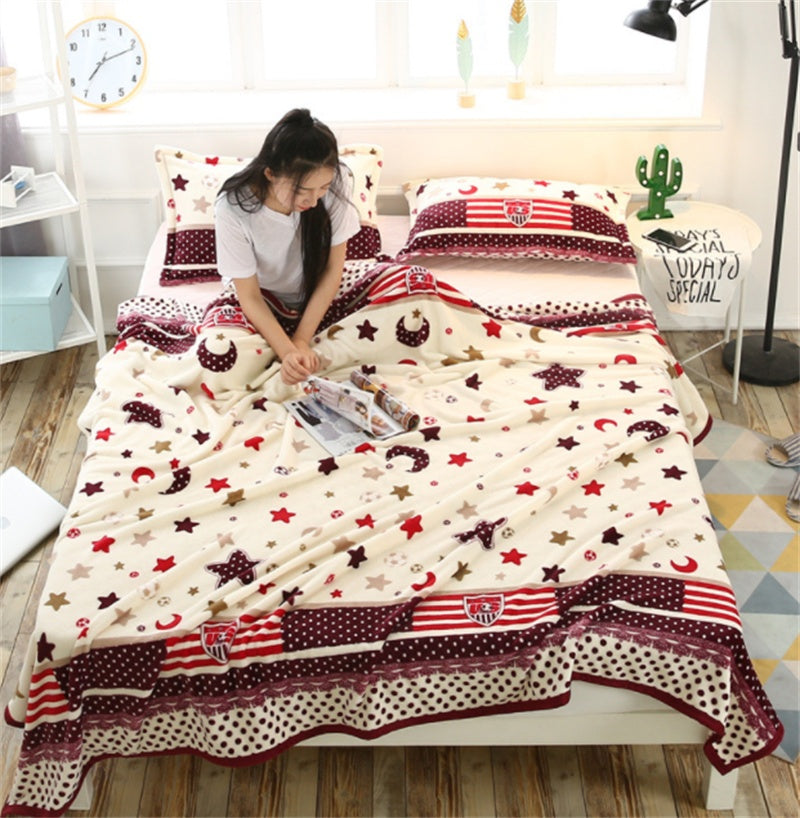 KTX-652691 Cloud Mink Down Flannel Coral Fleece Blanket - Soft, Warm, Dual-Purpose, Multiple Designs Available