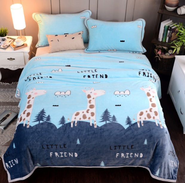 KTX-652691 Cloud Mink Down Flannel Coral Fleece Blanket - Soft, Warm, Dual-Purpose, Multiple Designs Available