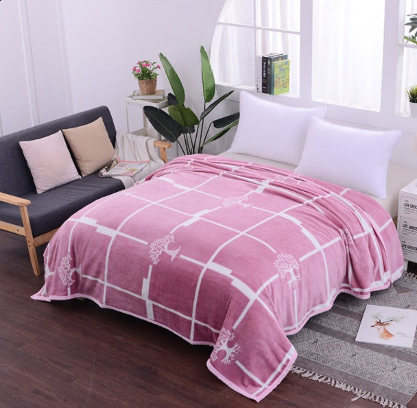 KTX-652691 Cloud Mink Down Flannel Coral Fleece Blanket - Soft, Warm, Dual-Purpose, Multiple Designs Available