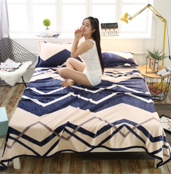 KTX-652691 Cloud Mink Down Flannel Coral Fleece Blanket - Soft, Warm, Dual-Purpose, Multiple Designs Available