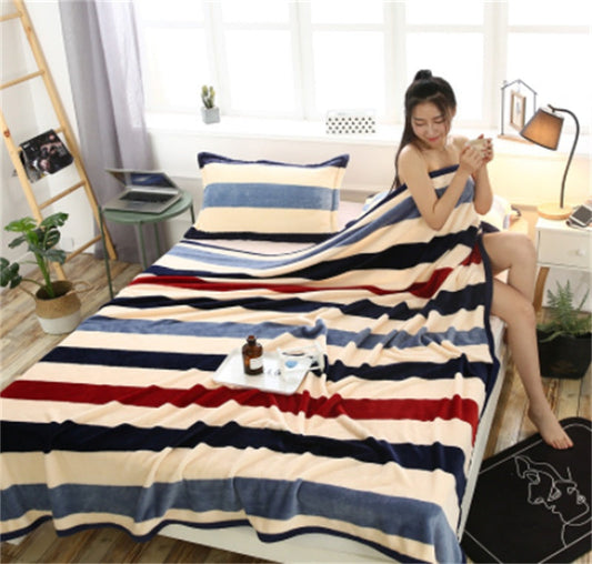 KTX-652691 Cloud Mink Down Flannel Coral Fleece Blanket - Soft, Warm, Dual-Purpose, Multiple Designs Available