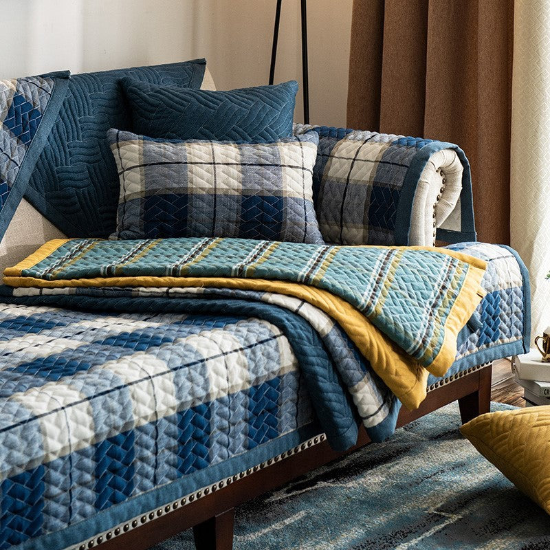 KTX-653843 American Style Four Seasons Sofa Cushion, Chemical Fiber, Grid Pattern, Multiple Sizes Available