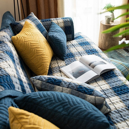 KTX-653843 American Style Four Seasons Sofa Cushion, Chemical Fiber, Grid Pattern, Multiple Sizes Available