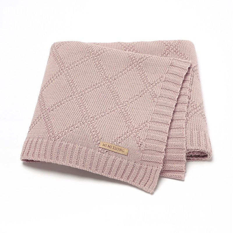 KTX-654163 Soft Cotton Baby Knitted Blanket in Multiple Colors - 70x90cm