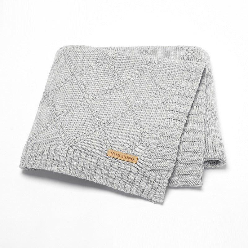 KTX-654163 Soft Cotton Baby Knitted Blanket in Multiple Colors - 70x90cm