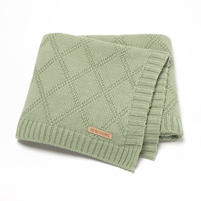 KTX-654163 Soft Cotton Baby Knitted Blanket in Multiple Colors - 70x90cm