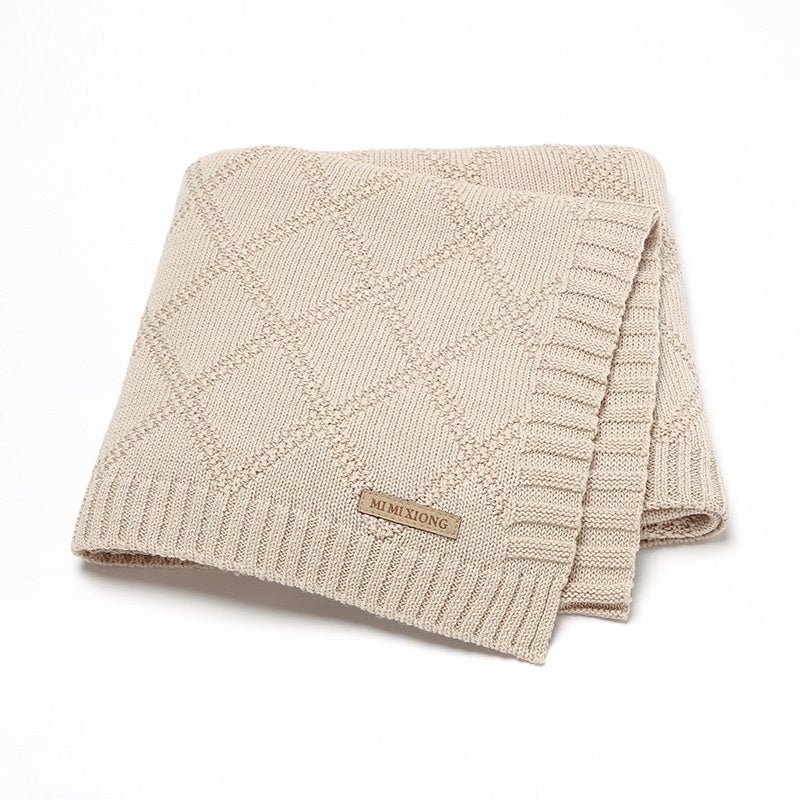 KTX-654163 Soft Cotton Baby Knitted Blanket in Multiple Colors - 70x90cm