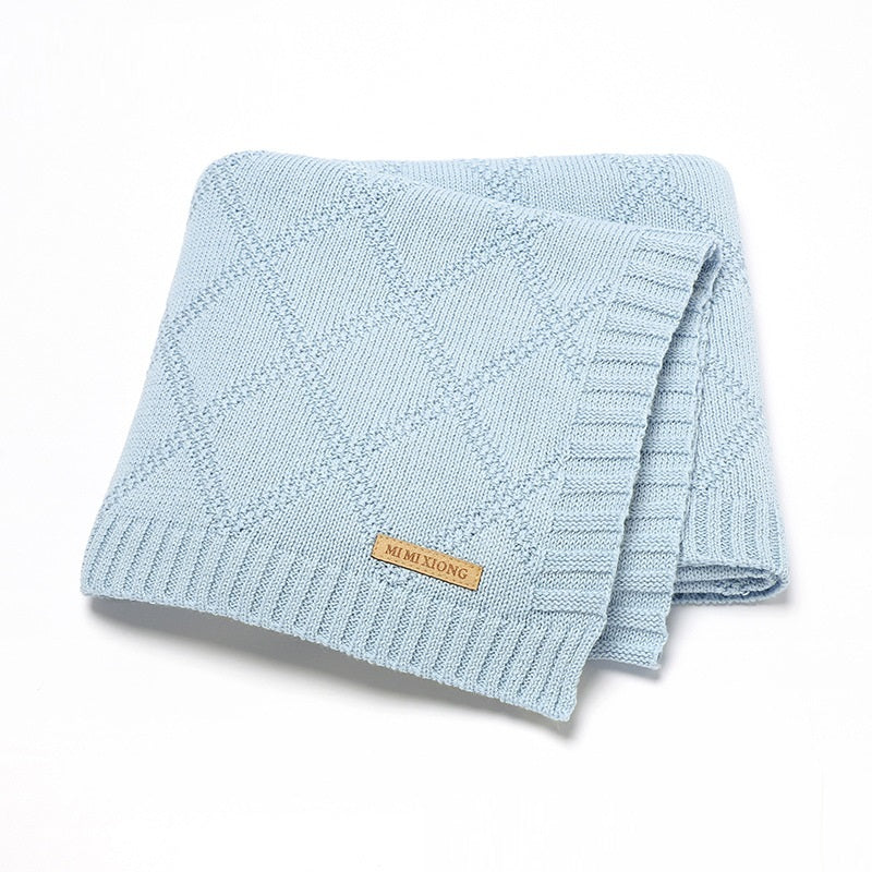 KTX-654163 Soft Cotton Baby Knitted Blanket in Multiple Colors - 70x90cm