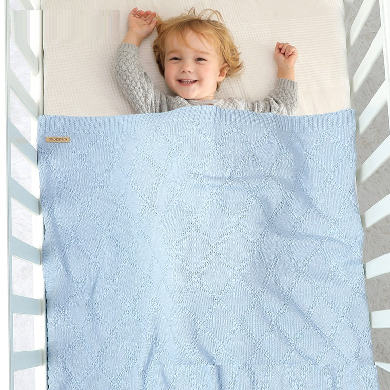 KTX-654163 Soft Cotton Baby Knitted Blanket in Multiple Colors - 70x90cm