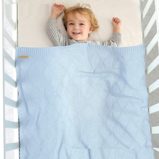 KTX-654163 Soft Cotton Baby Knitted Blanket in Multiple Colors - 70x90cm