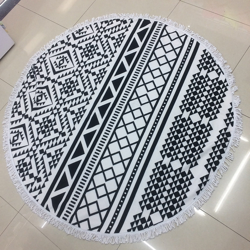 KTX-655315 Round Microfiber Beach Towel with Water Absorption and Quick Dry Features - 150cm x 150cm, Soft to the Touch