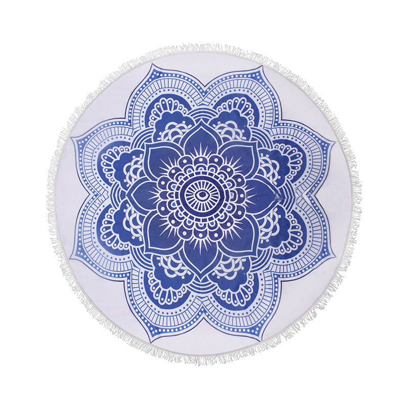 KTX-655315 Round Microfiber Beach Towel with Water Absorption and Quick Dry Features - 150cm x 150cm, Soft to the Touch