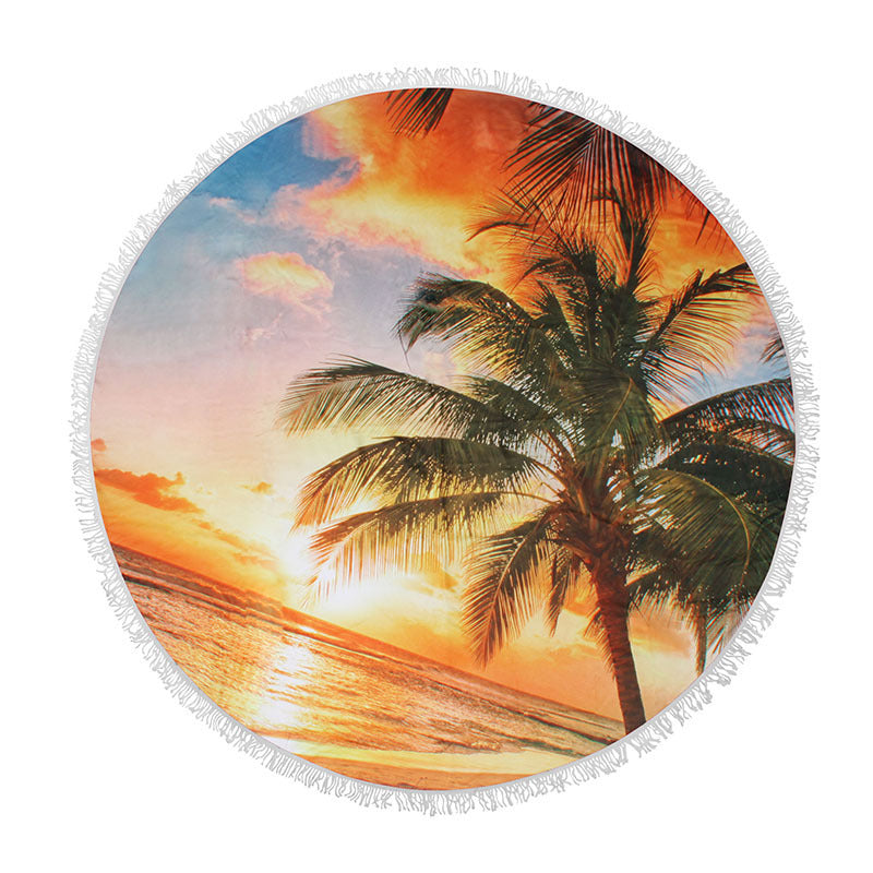 KTX-655315 Round Microfiber Beach Towel with Water Absorption and Quick Dry Features - 150cm x 150cm, Soft to the Touch