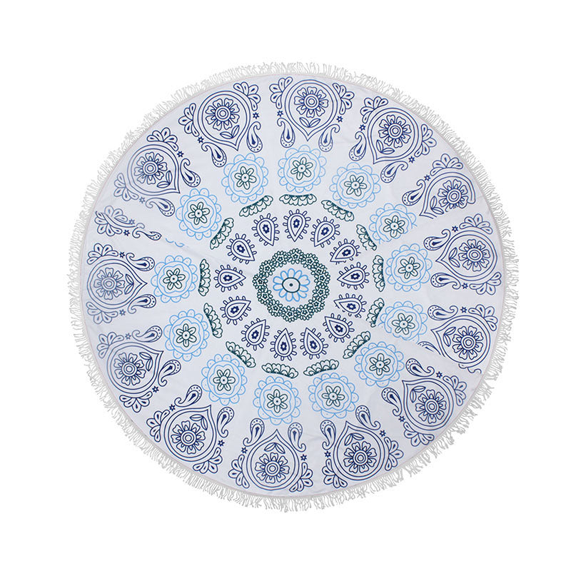 KTX-655315 Round Microfiber Beach Towel with Water Absorption and Quick Dry Features - 150cm x 150cm, Soft to the Touch