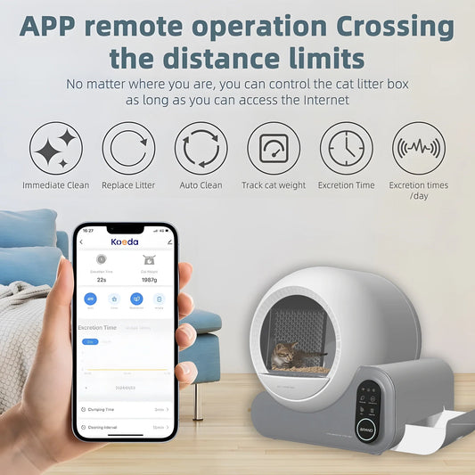 KTX-655443 Automatic Self-Cleaning Cat Litter Box with Odor Control and APP Connectivity, 66L Capacity, Compatible for 1.5-10KG Cats