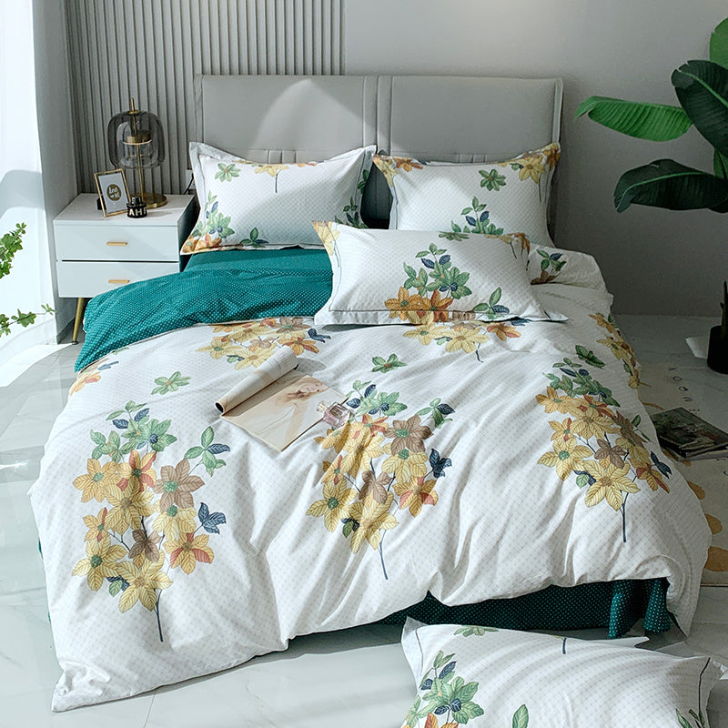 KTX-656467 Nordic 4-Piece Cotton Bed Linen Set with Quilt Cover in Various Colors