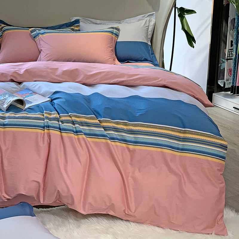 KTX-656467 Nordic 4-Piece Cotton Bed Linen Set with Quilt Cover in Various Colors