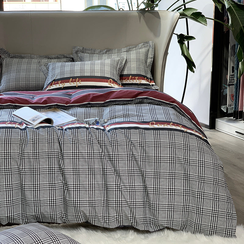 KTX-656467 Nordic 4-Piece Cotton Bed Linen Set with Quilt Cover in Various Colors