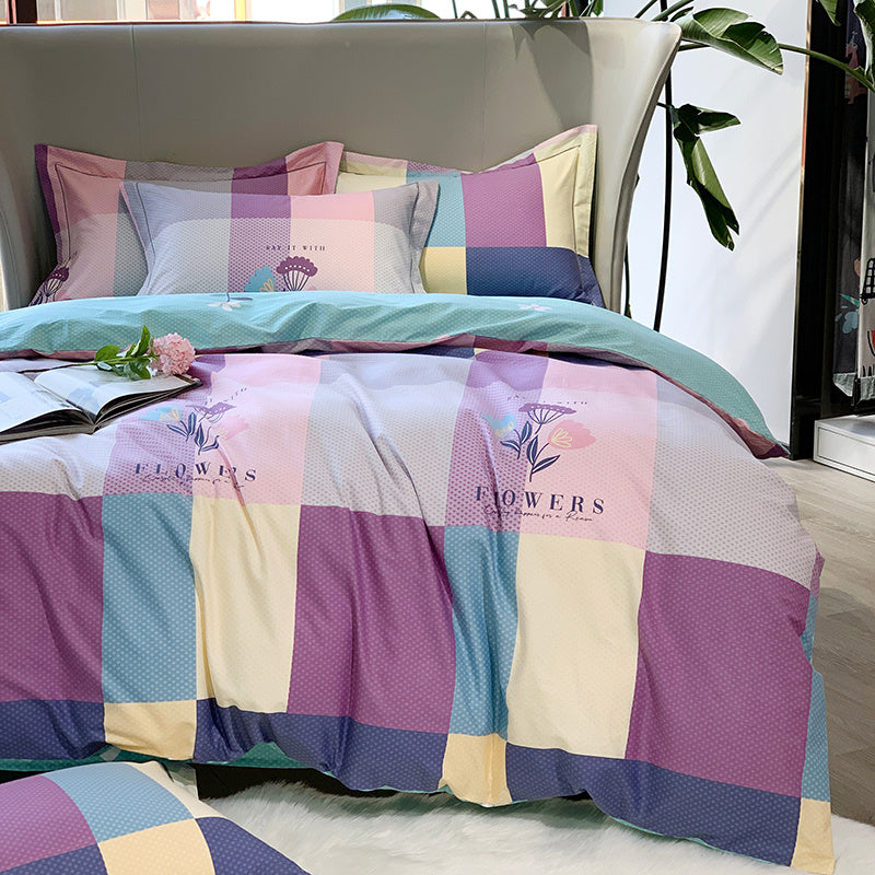 KTX-656467 Nordic 4-Piece Cotton Bed Linen Set with Quilt Cover in Various Colors