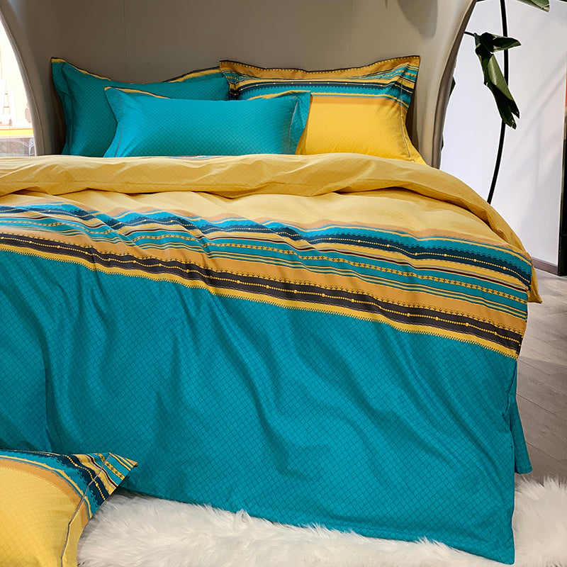 KTX-656467 Nordic 4-Piece Cotton Bed Linen Set with Quilt Cover in Various Colors