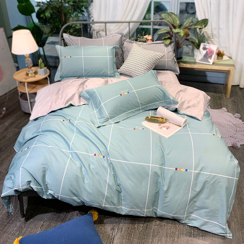 KTX-656467 Nordic 4-Piece Cotton Bed Linen Set with Quilt Cover in Various Colors