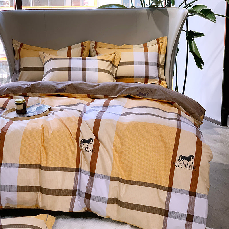 KTX-656467 Nordic 4-Piece Cotton Bed Linen Set with Quilt Cover in Various Colors