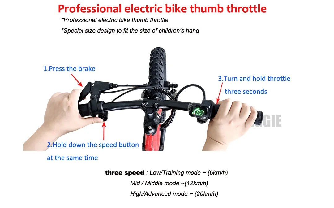 KTX-656723 Electric Balance Bike 16-Inch with 3 Speeds and 250W Motor, Aluminum Frame, Disc Brakes, and Fork Suspension