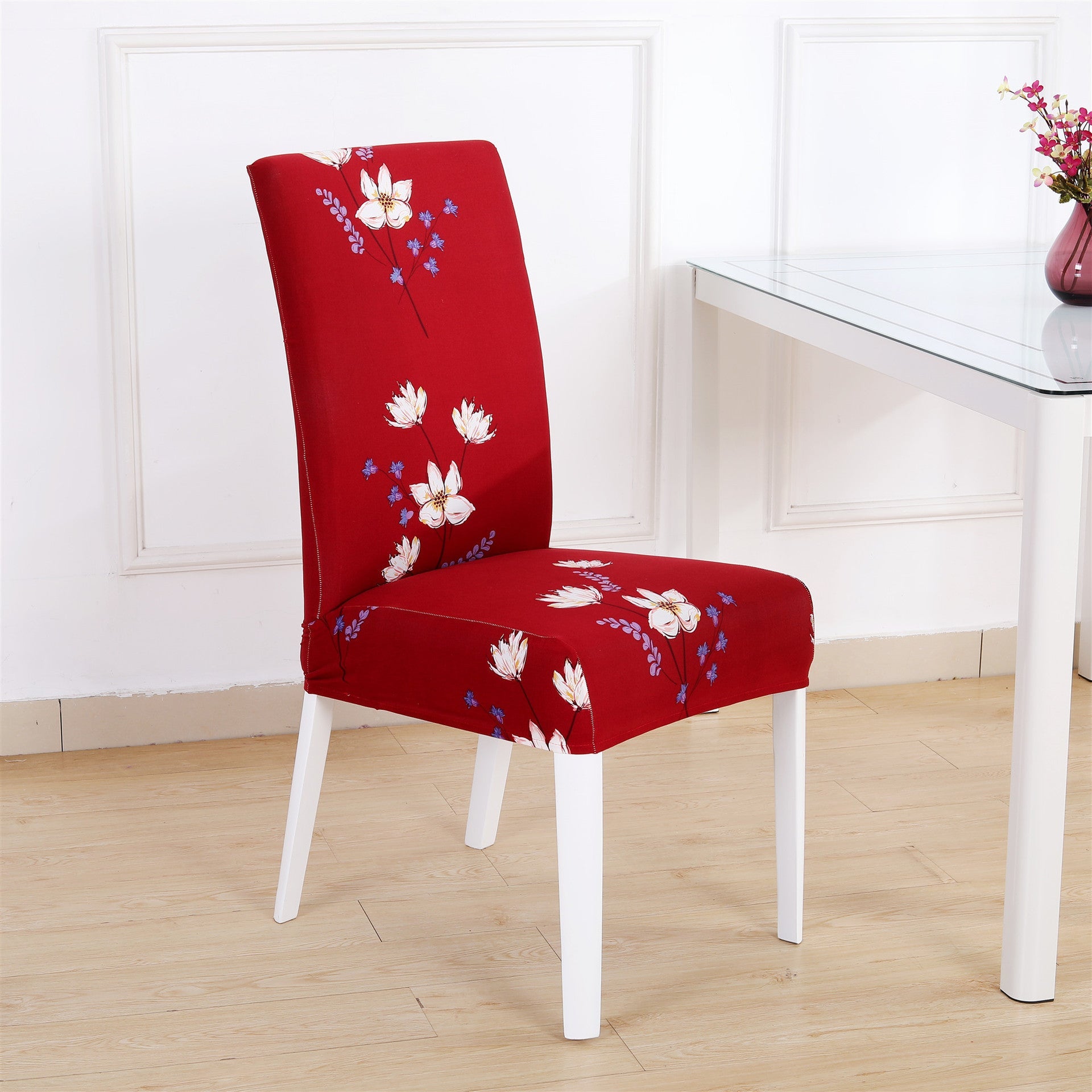 KTX-657363 Chinese Classical Floral Stretch Chair Cover in Polyester/Spandex for Home and Commercial Use