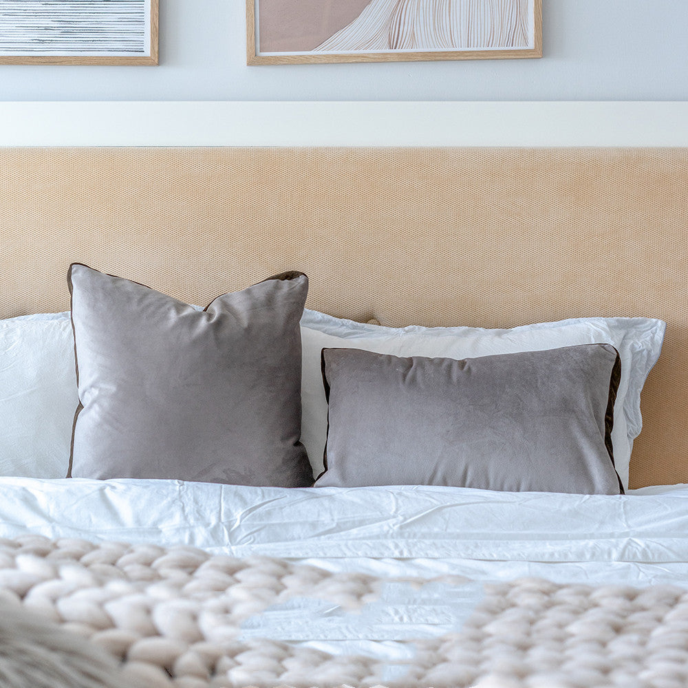 KTX-657747 Square Grey Velvet Waist Pillowcase - Nordic Style 45x45cm, Includes Pillow Core