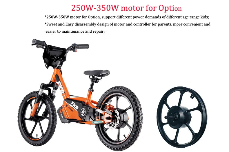 KTX-657875 Children's 16" Electric Balance Bike with 350W Motor and 36V Lithium Battery for Ages 5-12