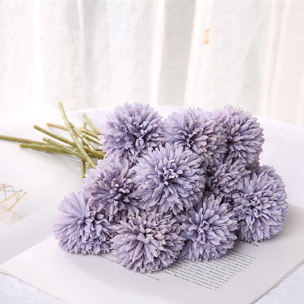 KTX-658387 Dandelion and Chrysanthemum Silk Flower Bouquet for Home Decor and Photography Props