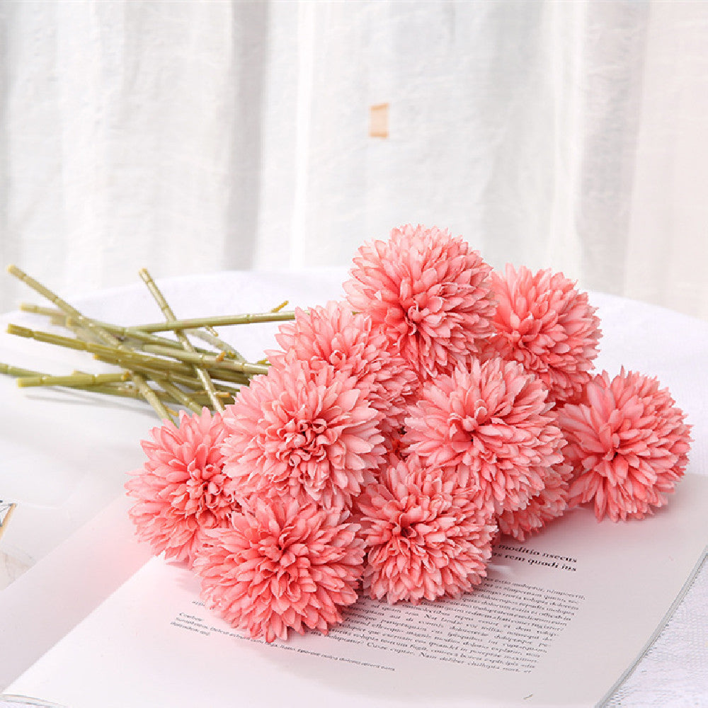 KTX-658387 Dandelion and Chrysanthemum Silk Flower Bouquet for Home Decor and Photography Props