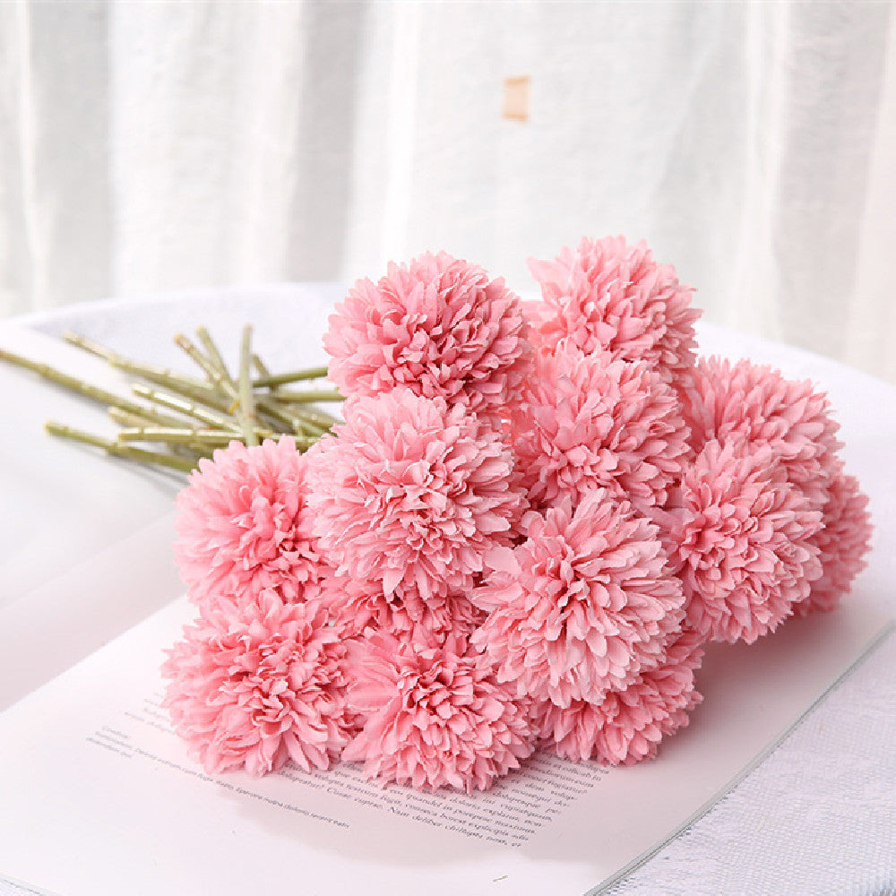 KTX-658387 Dandelion and Chrysanthemum Silk Flower Bouquet for Home Decor and Photography Props