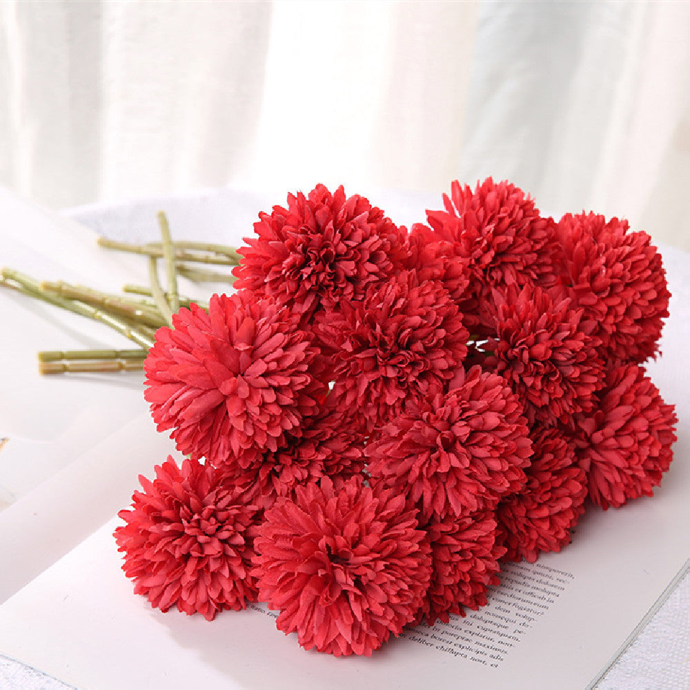 KTX-658387 Dandelion and Chrysanthemum Silk Flower Bouquet for Home Decor and Photography Props