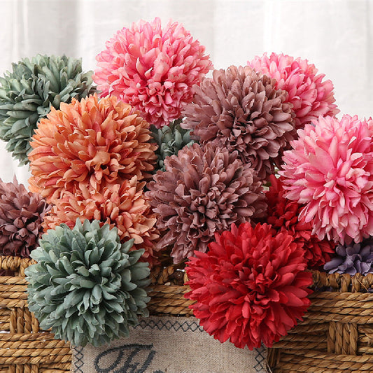 KTX-658387 Dandelion and Chrysanthemum Silk Flower Bouquet for Home Decor and Photography Props