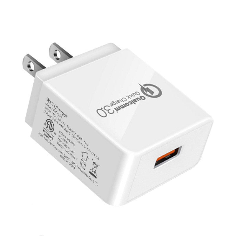 KTX-658515 QC3.0 Fast Charger with Fireproof PC Material, Dual Output: 5V 2.4A, Available in Bright Black and Bright White